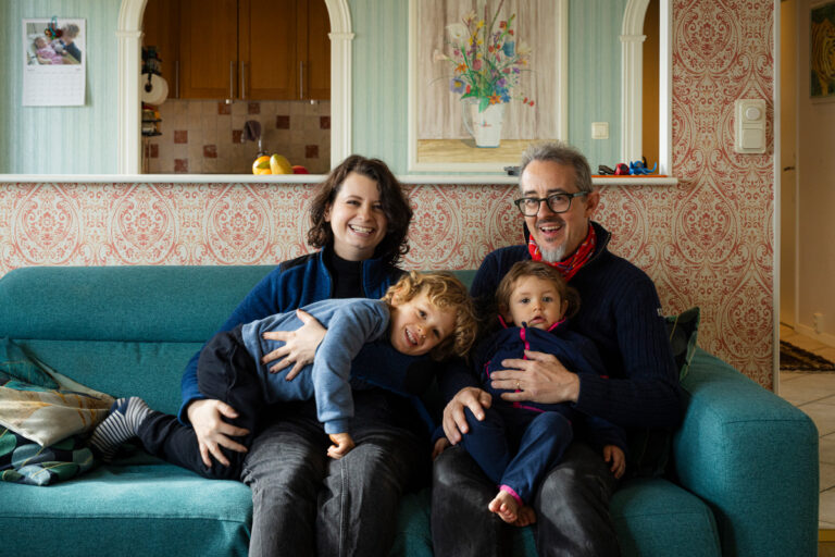 Andrea Donadon, hans fru Maristella Severini och deras barn.