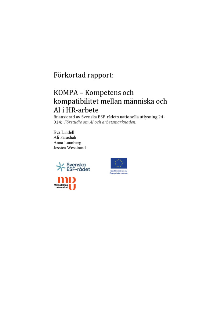KOMPA – Kompetens och kompatibilitet mellan människa och AI i HR-arbete kortversion